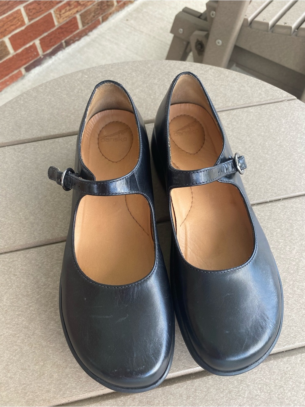 Dansko Black Leather Mary Jane Strap shoes